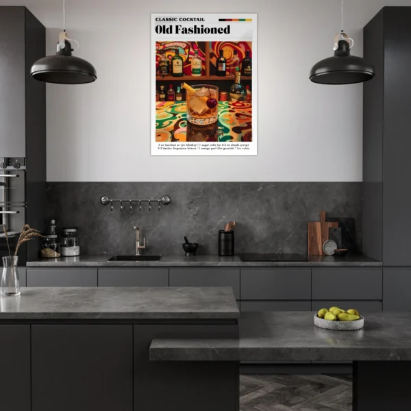 7764cd59-a1d6-46cd-915e-662b63d4b8d4.webp a kitchen with a poster on the wall