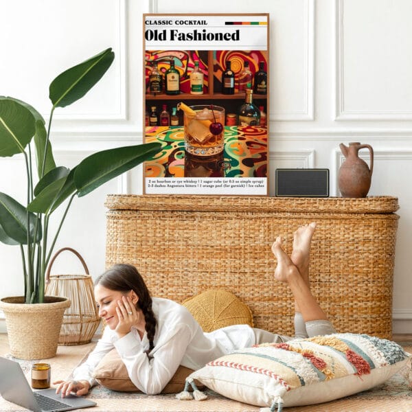 Picture frame mockup psd with bohemian home decor Picture frame mockup psd with bohemian home decor