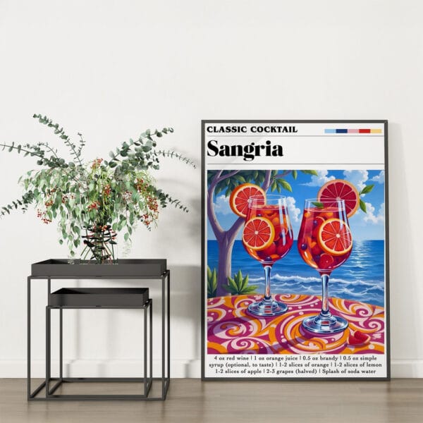 Sangria laydown a poster on the wall