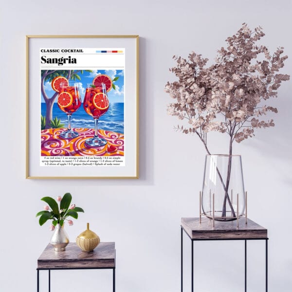 Sangria single basic-2 a framed picture of a cocktail on a table