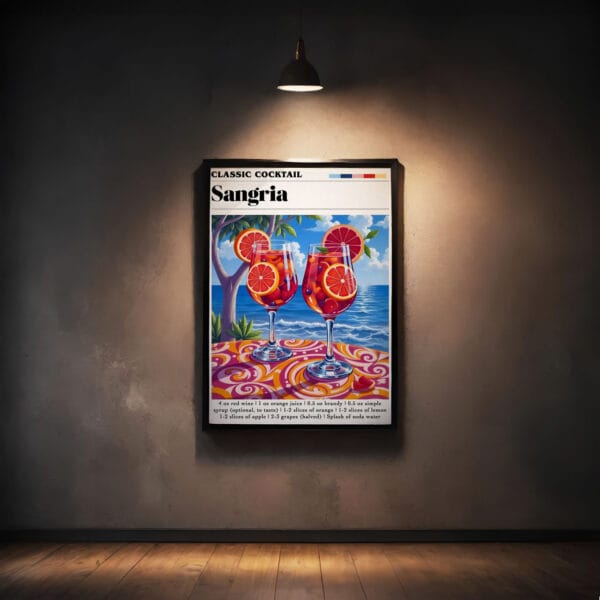 Sangria spot a poster on a wall