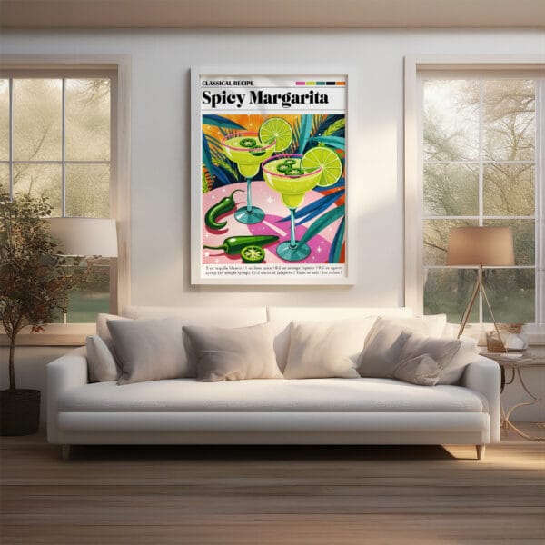 Spicy-Margarita Scandinavia a couch in front of a painting