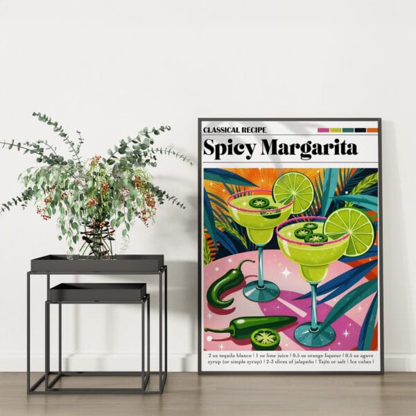 Spicy-Margarita laydown a poster on a wall