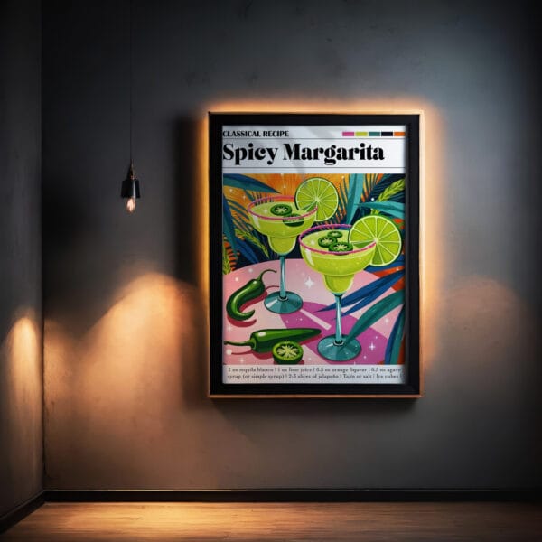 Spicy-Margarita neon a framed picture of a margarita