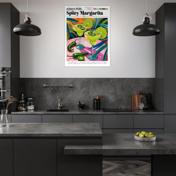 b86f6cf6-58e5-40d5-82e8-eb113523c3f9.webp a kitchen with a poster on the wall