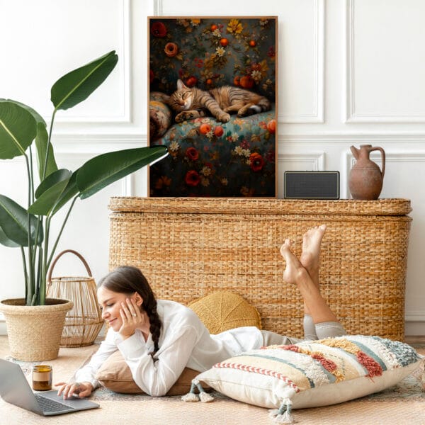 Picture frame mockup psd with bohemian home decor Picture frame mockup psd with bohemian home decor