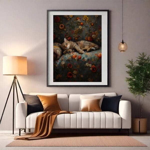 A tabby cat sleeping peacefully modern 2 A tabby cat sleeping peacefully modern 2