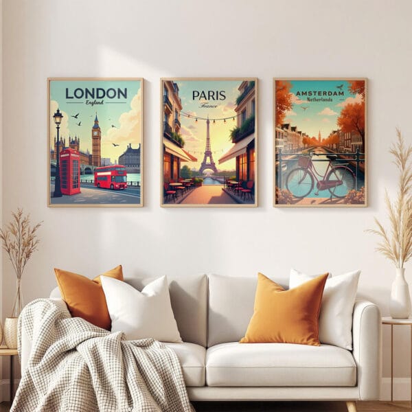 Amsterdam 3-frames-wall Amsterdam Netherlands Wall Art