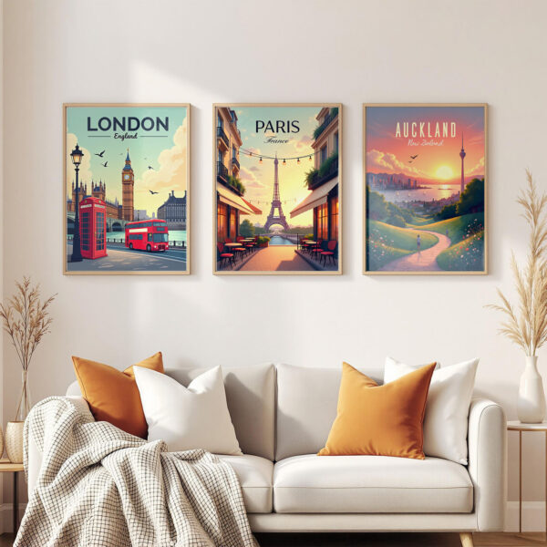 Auckland-New-Zeland 3-frames-wall Auckland New Zealand Wall Art