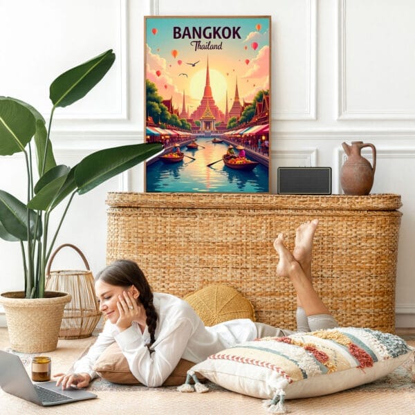 Picture frame mockup psd with bohemian home decor Picture frame mockup psd with bohemian home decor