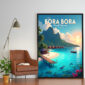 Poster Frame in living room Psd Mockup