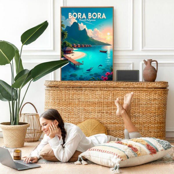 Picture frame mockup psd with bohemian home decor Picture frame mockup psd with bohemian home decor