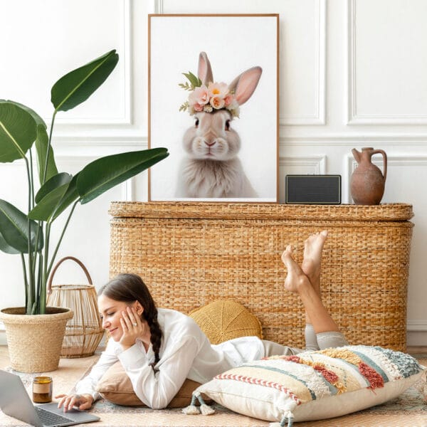 Picture frame mockup psd with bohemian home decor Picture frame mockup psd with bohemian home decor