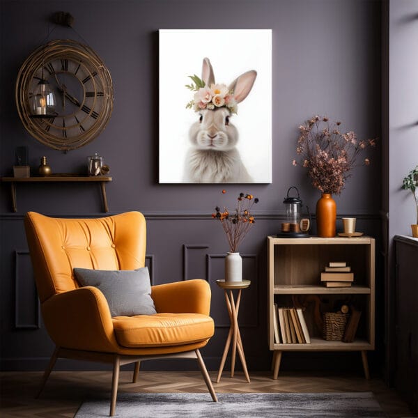 Bunny Nursey Kids Room Wall Art Orange chair Bunny Nursey Kids Room Wall Art Orange chair