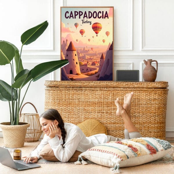 Picture frame mockup psd with bohemian home decor Picture frame mockup psd with bohemian home decor