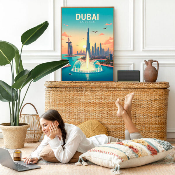 Picture frame mockup psd with bohemian home decor Picture frame mockup psd with bohemian home decor