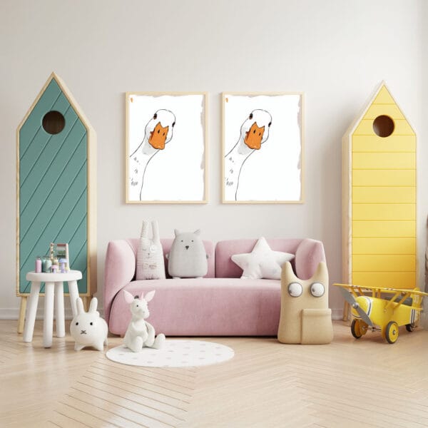 Mock up posters in child room interior, posters on empty white w Mock up posters in child room interior, posters on empty white w