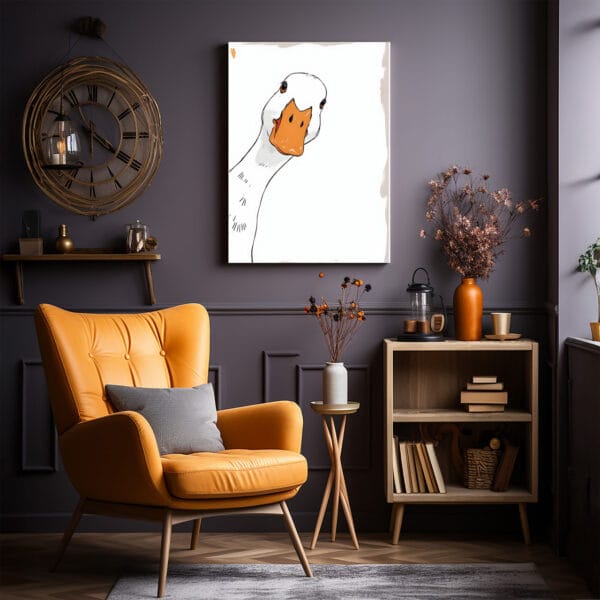Duck Portrait Wall Art Orange chair Duck Portrait Wall Art Orange chair