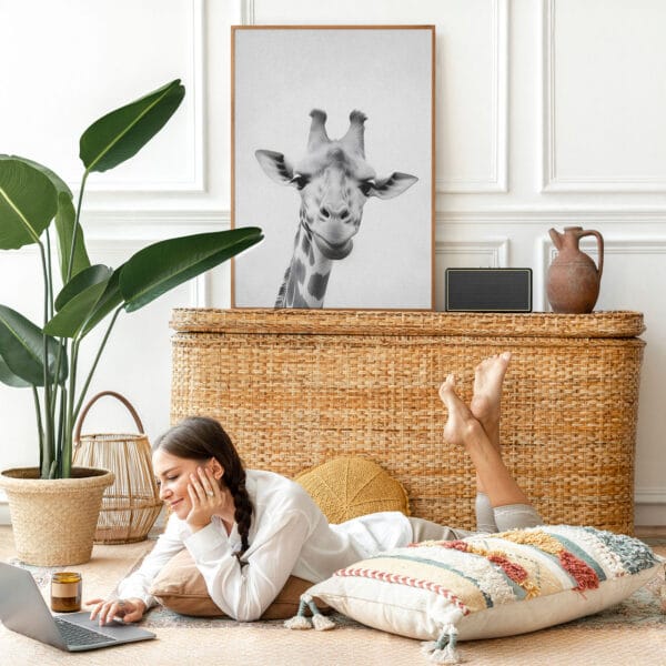 Picture frame mockup psd with bohemian home decor Picture frame mockup psd with bohemian home decor