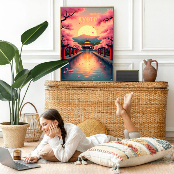 Picture frame mockup psd with bohemian home decor Picture frame mockup psd with bohemian home decor