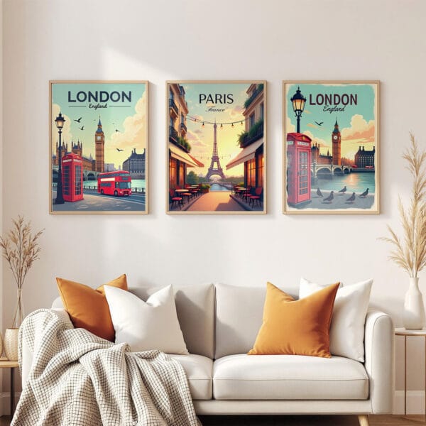 London-England-3-frames-wall Istanbul Turkey Wall Art