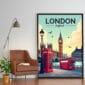 Poster Frame in living room Psd Mockup