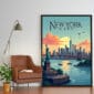 Poster Frame in living room Psd Mockup