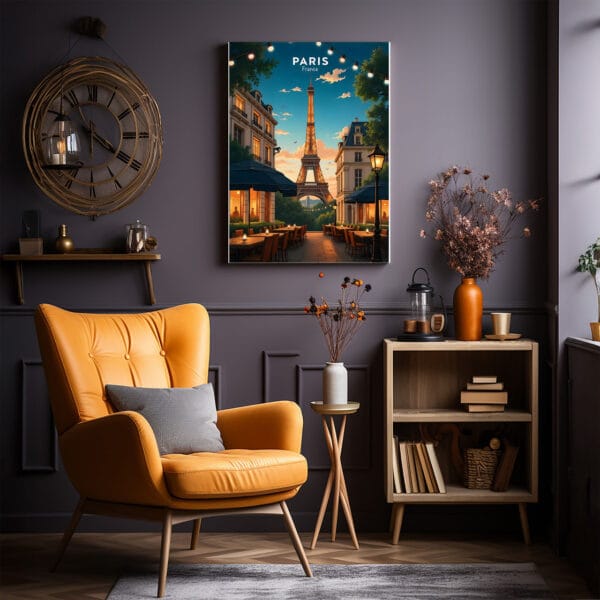 Paris-travel-poster Orange chair Paris-travel-poster Orange chair