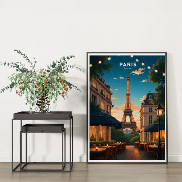 Paris-travel-poster laydown Paris-travel-poster laydown