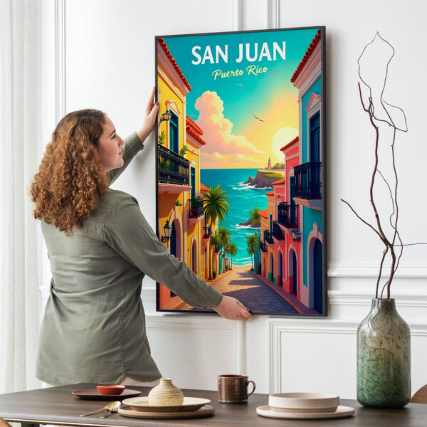 Picture frame mockup psd hanging on wall minimal interior design San Juan Puerto Rico Wall Art