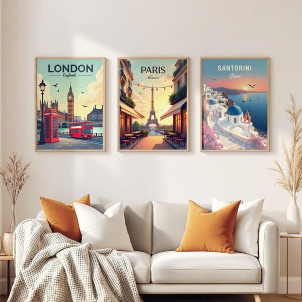 Santorini-Greece 3-frames-wall Santorini-Greece 3-frames-wall