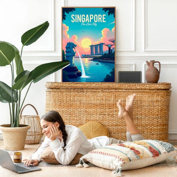 Picture frame mockup psd with bohemian home decor Picture frame mockup psd with bohemian home decor