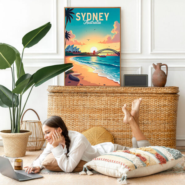 Picture frame mockup psd with bohemian home decor Picture frame mockup psd with bohemian home decor