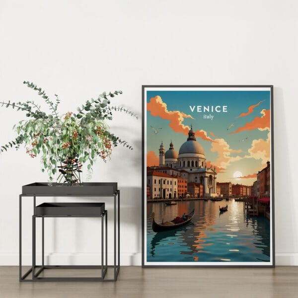Venice-travel-poster laydown Venice-travel-poster laydown