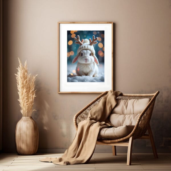 White Rabbit Wearing Hat bohem 1 White Rabbit Winter Art