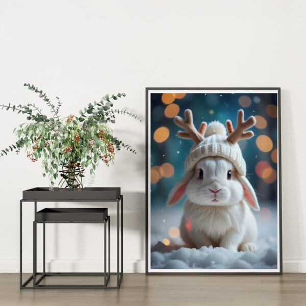 White Rabbit Wearing Hat laydown White Rabbit Wearing Hat laydown