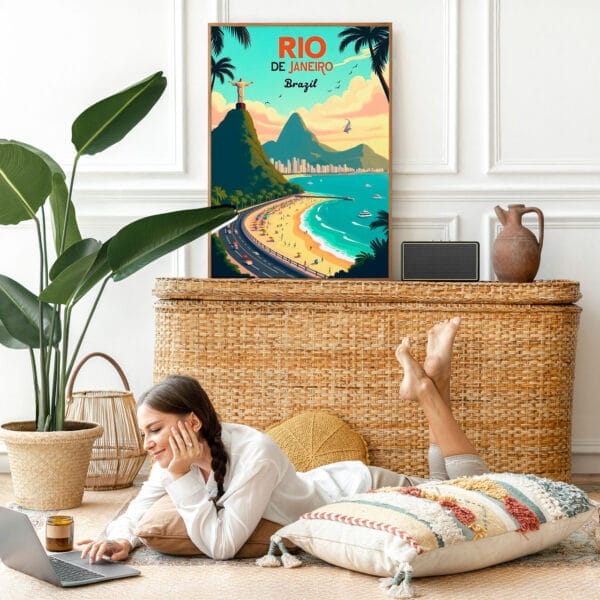 Picture frame mockup psd with bohemian home decor Picture frame mockup psd with bohemian home decor