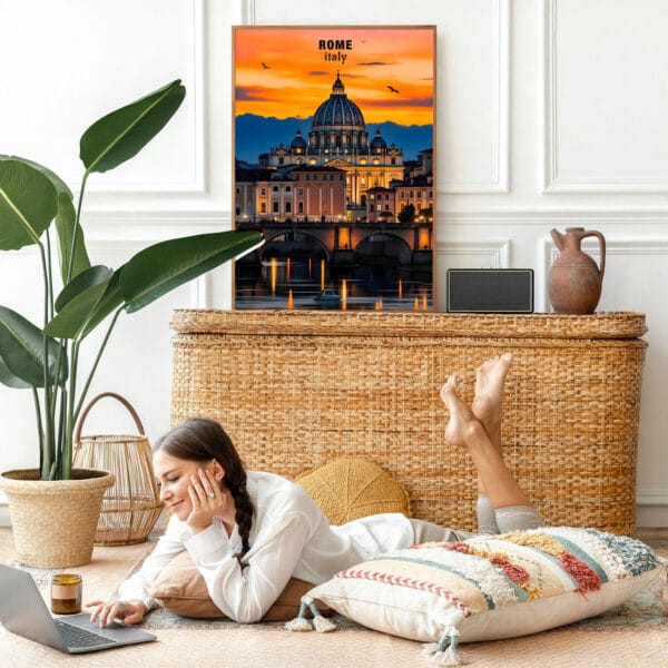 Picture frame mockup psd with bohemian home decor Picture frame mockup psd with bohemian home decor