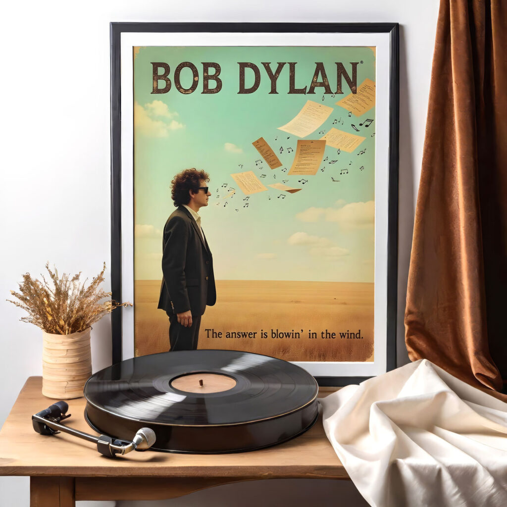 Bob Dylan Blowin' in the Wind Poster – Vintage Folk Wall Art