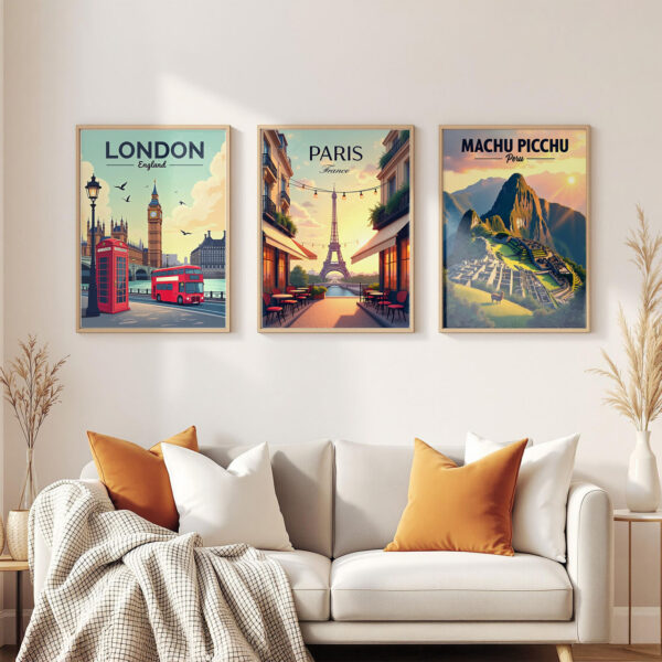 Machu Picchu Peru 3-frames-wall Machu Picchu Wall Art