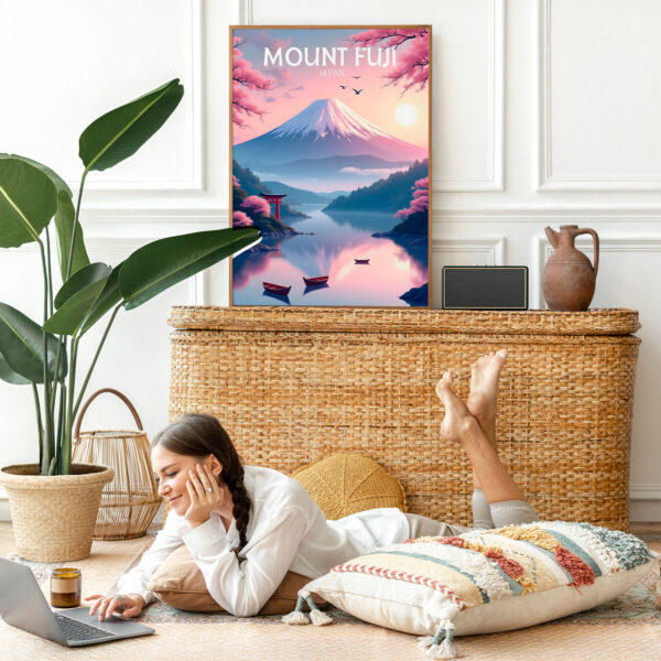 Picture frame mockup psd with bohemian home decor Picture frame mockup psd with bohemian home decor