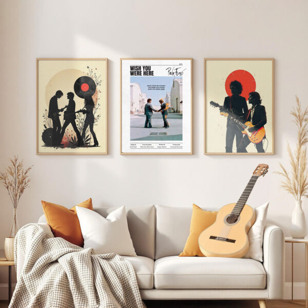 Wish You Were Here 1975 Newspaper 3-frames-wall Pink Floyd Wish You Were Here Poster