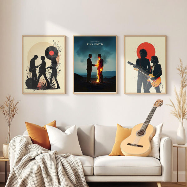 Wish You Were Here – Burning Handshake 3-frames-wall Pink Floyd Wish You Were Here Poster