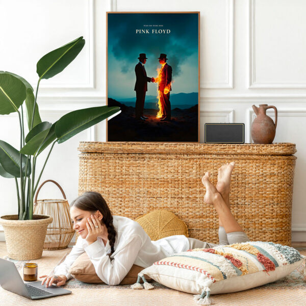 Picture frame mockup psd with bohemian home decor Picture frame mockup psd with bohemian home decor