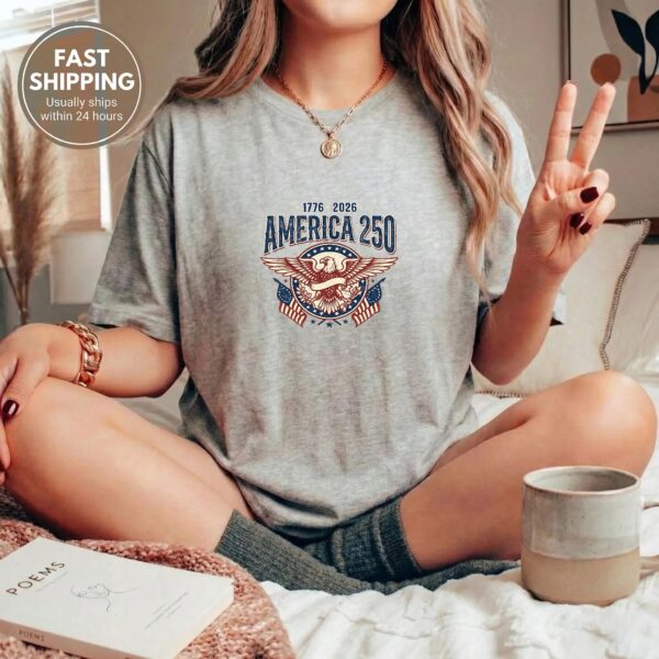 America 250 Patriotic Shirt – Retro USA Style, Bold Collegiate Look, Wear Your American Pride With Style America 250 Patriotic Shirt – Retro USA Style, Bold Collegiate Look, Wear Your American Pride With Style