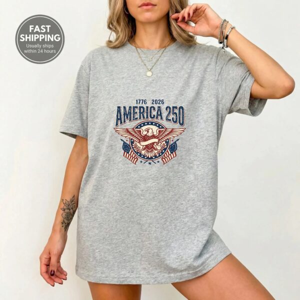 America 250 Patriotic Shirt – Retro USA Style, Bold Collegiate Look, Wear Your American Pride With Style America 250 Patriotic Shirt – Retro USA Style, Bold Collegiate Look, Wear Your American Pride With Style