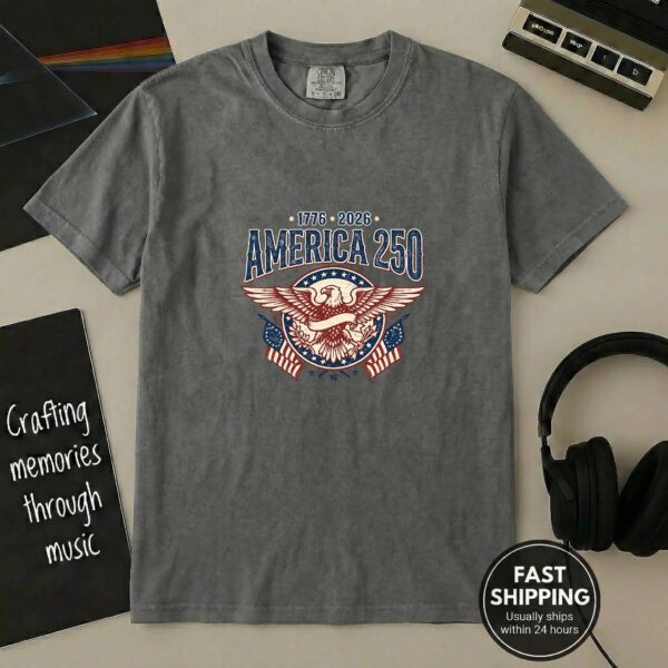 America 250 Patriotic Shirt – Retro USA Style, Bold Collegiate Look, Wear Your American Pride With Style America 250 Patriotic Shirt – Retro USA Style, Bold Collegiate Look, Wear Your American Pride With Style