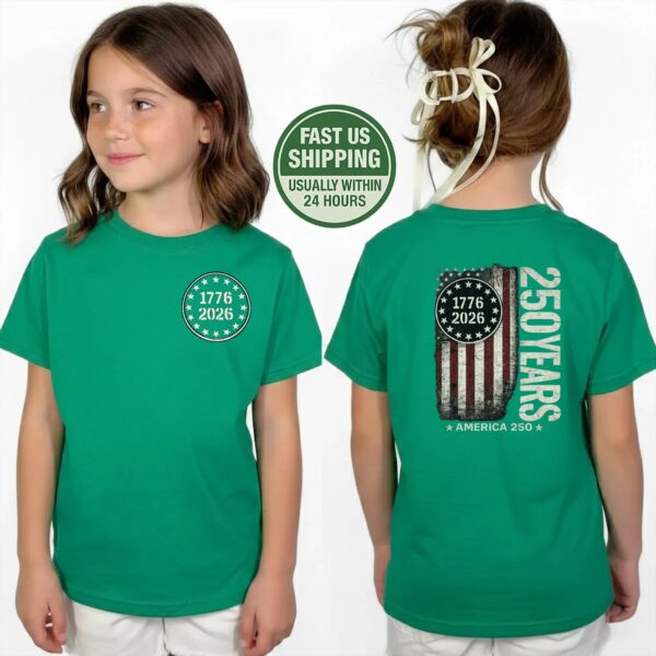 America 250th Kids Shirt – Vintage Flag Style, 100% Cotton Comfort, Distressed Flag Design, Ideal For Patriotic Events America 250th Kids Shirt – Vintage Flag Style, 100% Cotton Comfort, Distressed Flag Design, Ideal For Patriotic Events