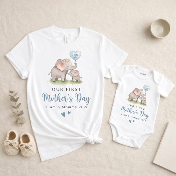 First Mother’s Day Matching Outfit – Mom and Baby Boy Set, Personalized Baby Bodysuit & Mom Shirt, Our First Mother’s Day Gift First Mother’s Day Matching Outfit – Mom and Baby Boy Set, Personalized Baby Bodysuit & Mom Shirt, Our First Mother’s Day Gift