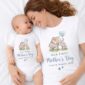First Mother’s Day Matching Outfit – Mom and Baby Boy Set, Personalized Baby Bodysuit & Mom Shirt, Our First Mother’s Day Gift
